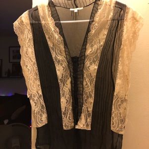 Elegant sexy Vintage lace sheer blouse